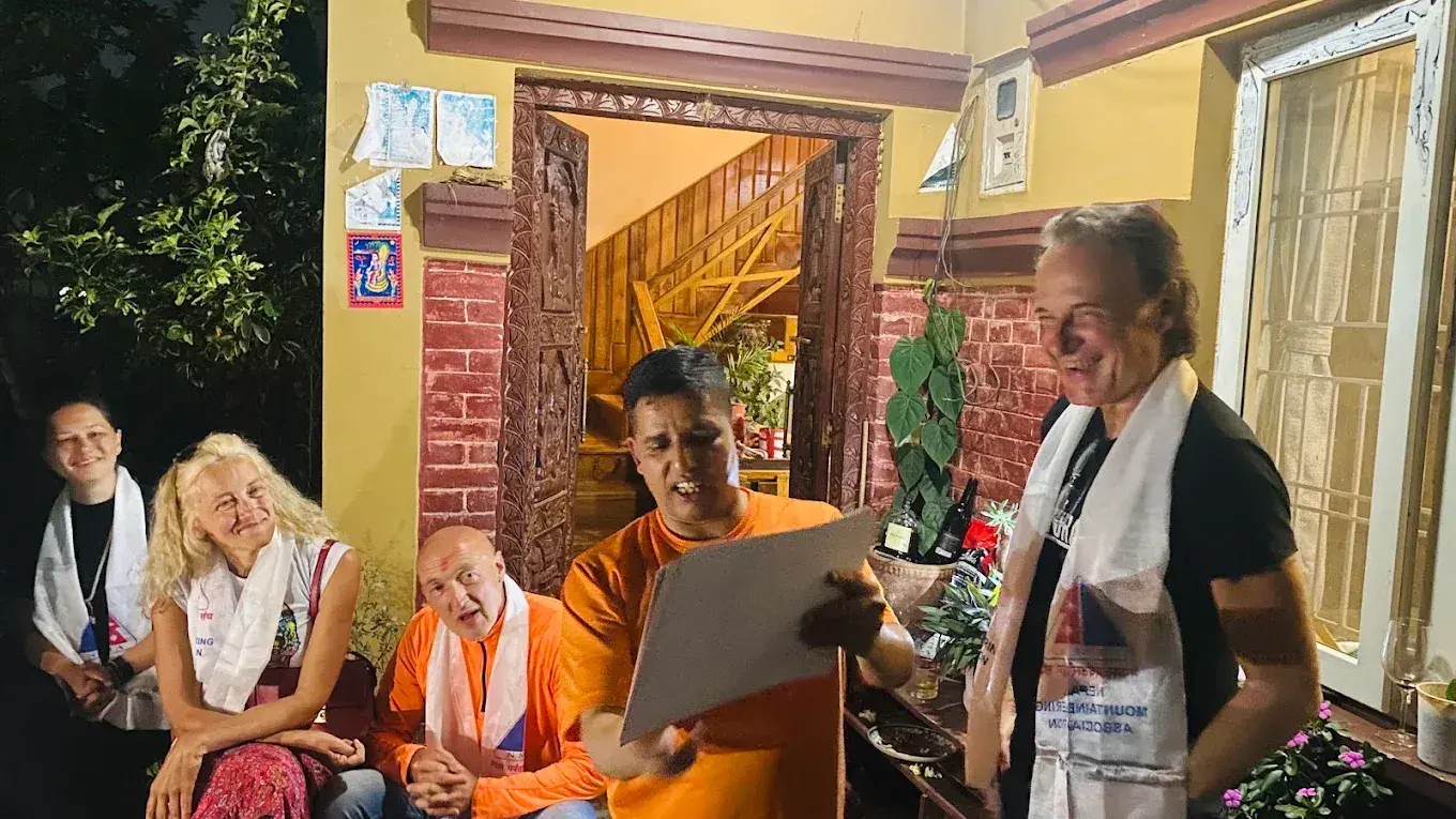 Guests receiving a warm welcome from the Mums Homestay family
